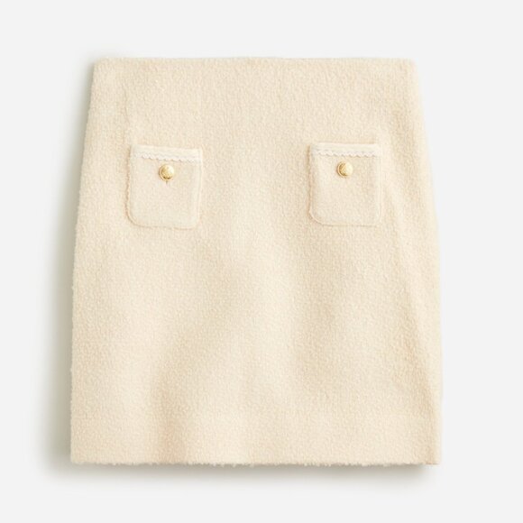 J. Crew Cream Mini Skirt in Wool Blend Boucle Preppy Old Money Classic Size 6
